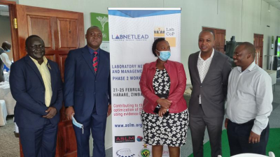 LabCoP Mgt team with Zimbabwe Team Leader and Director of Laboratory Services, Dr Raiva Simbi
