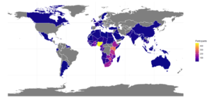 Map showing global locations of session attendees