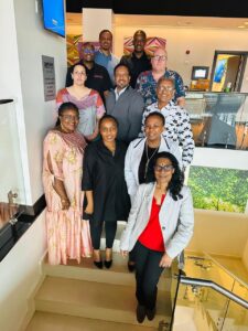 Right bottom to left far: Vijay Padayachee, Patience Dabula, Dr Sarah Mwangi, Dr Juliana Ndasi, Teferi Mekonen, Dr Sofonias Kifle, Dr Dominique Anderson, Peter van Heusden, Dr Aquillah kanzi, Don Mvududu, and Abebaw Kebede