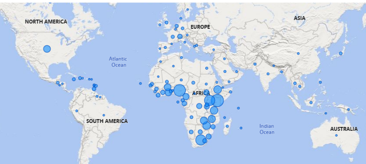 Locations of ECHO Session participants around the world