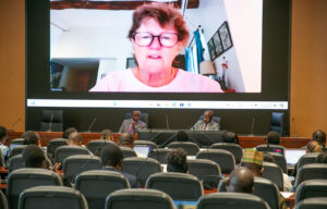 Prof. Dame Sally Davies, addresses delegates at the Continental Meeting on AMR